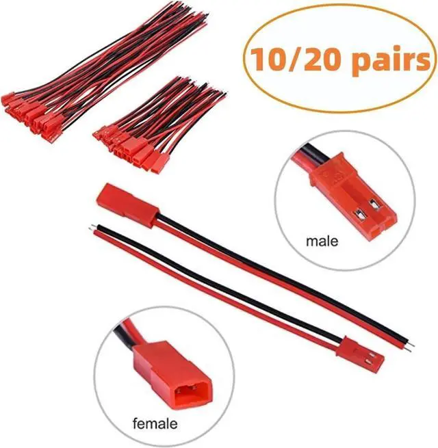 Alt view image 2 of 4 - 20/40pcs 22 Plug Connector 2Pin Male Female(20pairs 10cm)