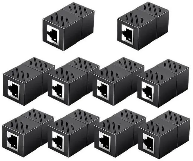 Main image of RJ45 Connector Cat7/6/5e Ethernet Adapter 8P8C Network Extender Extension Cable for Ethernet Cable Female to Female(Black 10pcs)