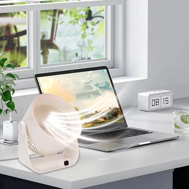 Alt view image 3 of 7 - Air Circulator Fan Desk Fan USB Rechargeable Battery Operated 3D Surround Airflow Strong Wind 4000mAh Quiet for Bedroom Home Office