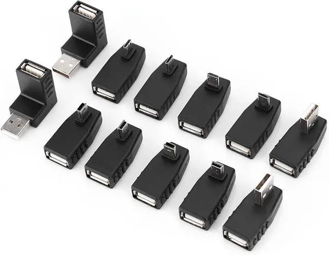 Alt view image 7 of 7 - 40 - Piece USB 2.0 Adapter Pack, USB2.0 Converter Set with Angled Mini Micro USB Type - B Male Female Connectors, for Laptops Tablets Phones Cameras and Gaming