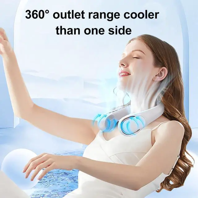Alt view image 7 of 7 - Neck Fan with Strong Wind, 5000mah Portable Neck Fans Rechargeable, 360° Adjustable Cooling, Quiet Hands-Free Wearable Fan with Fast Charging, Long Battery Life for Travel, Blue