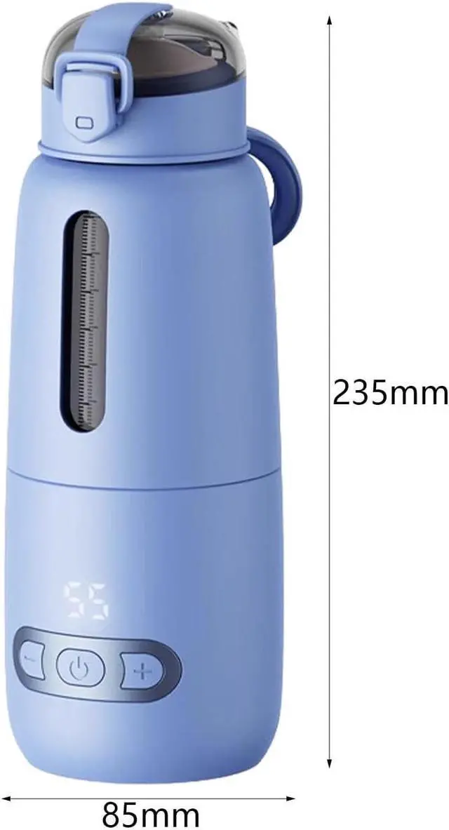 Alt view image 2 of 7 - Thermostatic Mug Portable Warmer Glass Water Bottle Electric Bottle Warmer Fast Heating USB Rechargeable Milk Warmer Suitable for Travel Home, Blue 300ml
