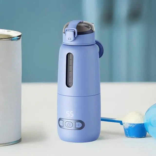 Alt view image 3 of 7 - Thermostatic Mug Portable Warmer Glass Water Bottle Electric Bottle Warmer Fast Heating USB Rechargeable Milk Warmer Suitable for Travel Home, Blue 300ml