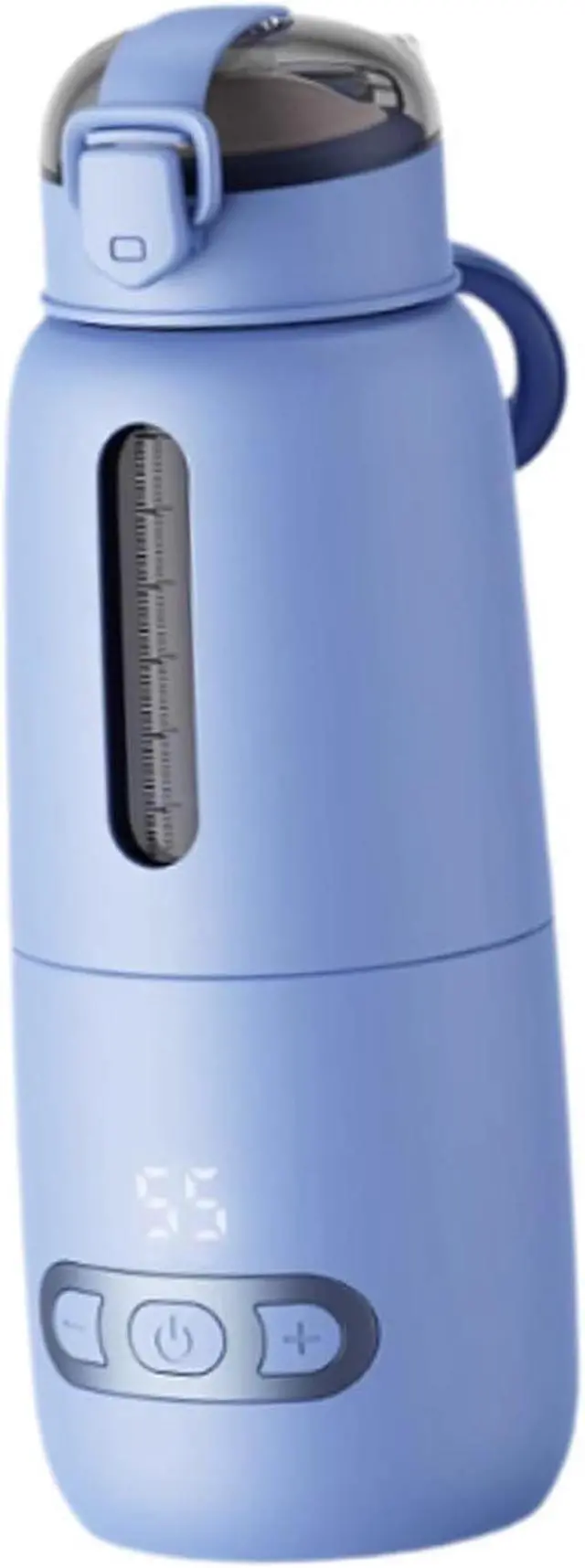 Alt view image 6 of 7 - Thermostatic Mug Portable Warmer Glass Water Bottle Electric Bottle Warmer Fast Heating USB Rechargeable Milk Warmer Suitable for Travel Home, Blue 300ml