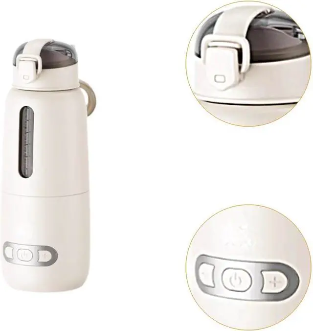 Alt view image 3 of 7 - Portable Milk Warmer,USB Rechargeable Accurate Temperature Control,Fast Heating Water Bottle,Milk Warmer Airplane Travel, Beige 300ml