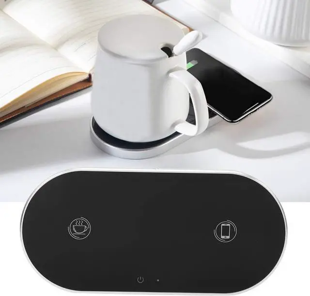Alt view image 7 of 7 - Electric Cup Warmer and Wireless Charger, Thermostatic Heating Coaster for Coffee and Tea, 10W Fast Charging Pad for Phone, Non Slip Base
