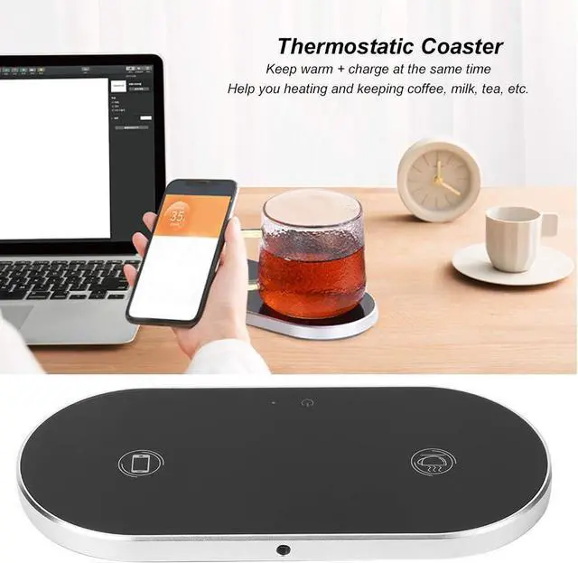 Alt view image 6 of 7 - 18W Coffee Mug Warmer & 10W Wireless Charging Receiver Module,Electric Cup Warmer for Desk, Beverage Warmer for Tea, Milk, Hot Drinks