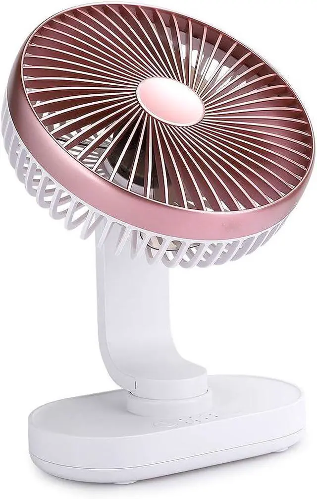Alt view image 3 of 7 - USB Desktop Fan Mini 4 Speed Small Rechargeable Home Office Desk Mute Table Shaking FansRose Gold Strong Circulation Optimize Airflow House to Has This Fan From Settings Help USB (Rose Gold)