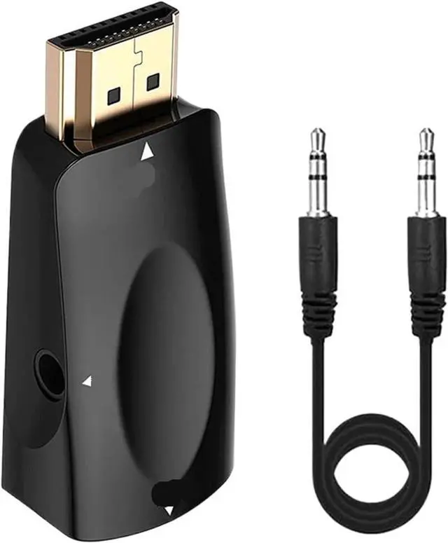 Alt view image 2 of 3 - HDMI-Compatible Male to V/GA Female Adapter with 3.5mm Ja-ck Full HD 1080P for PC TV Box Computer Display Projector(White with Cable)