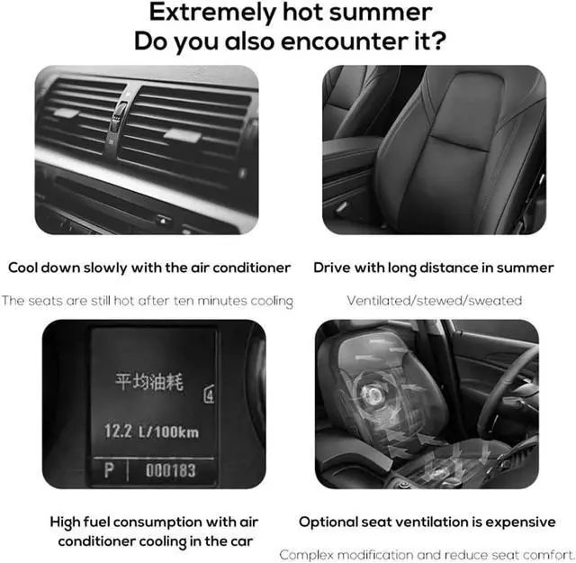 Alt view image 2 of 7 - Car Interior Rear Headrest Fan Cooler USB Powered Air Cooling Fan (Black)