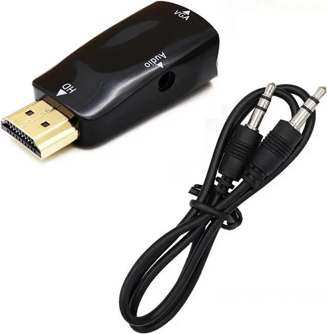 Alt view image 3 of 3 - HDMI-Compatible Male to V/GA Female Adapter with 3.5mm Ja-ck Full HD 1080P for PC TV Box Computer Display Projector(White with Cable)