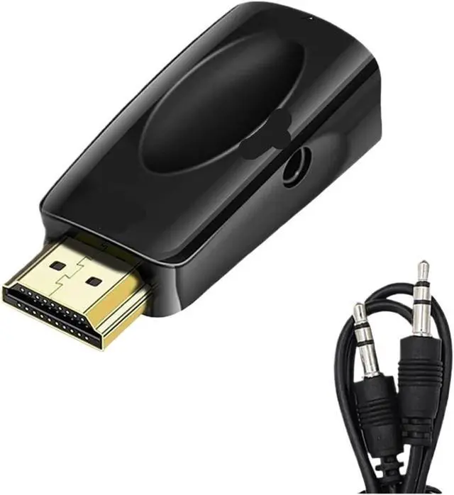 Alt view image 2 of 3 - HDMI-Compatible to V/GA Converter with 3.5mm Ja-ck Cord Male to Famale HD 1080P Adapter for TV PC Laptops Display Projector(White no Cable)