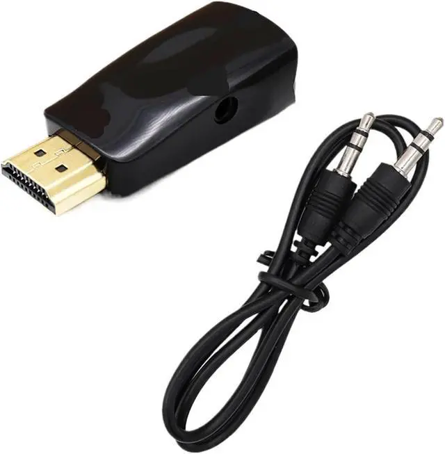 Alt view image 3 of 3 - HDMI-Compatible to V/GA Converter with 3.5mm Ja-ck Cord Male to Famale HD 1080P Adapter for TV PC Laptops Display Projector(White no Cable)
