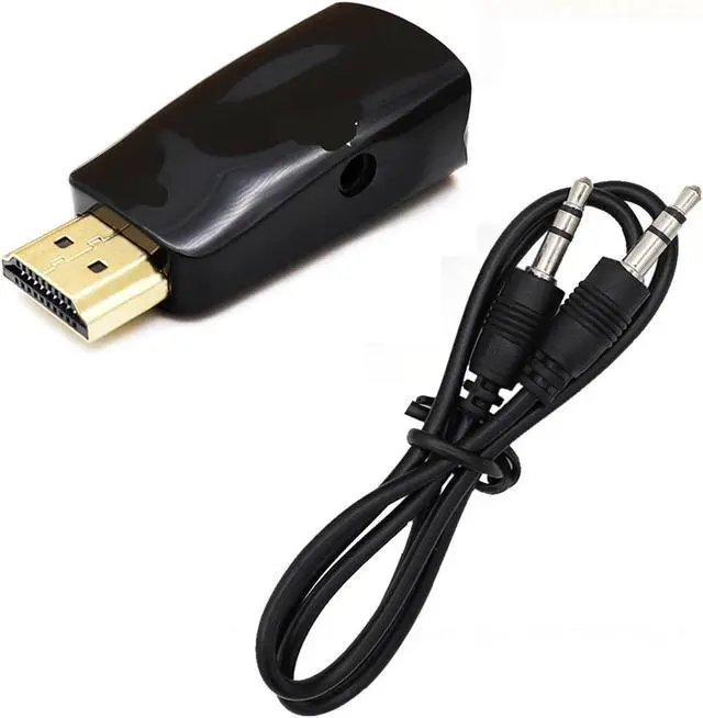 Alt view image 2 of 2 - HDMI-Compatible to V/GA Cord Converter Male to Famale Adapter 3.5mm Ja-ck Full HD 1080P for TV PC Laptops Tablet(White with Cable)