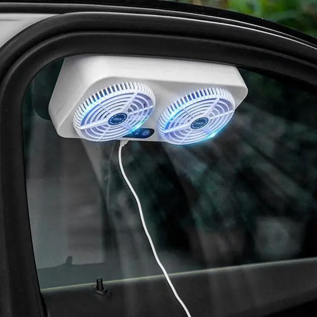 Alt view image 2 of 7 - 2X USB Car Cooling Tool Car Exhaust Fan Vehicle Air Circulation Smoke Exhaust Fan Car Ventilation Fan for Car Home
