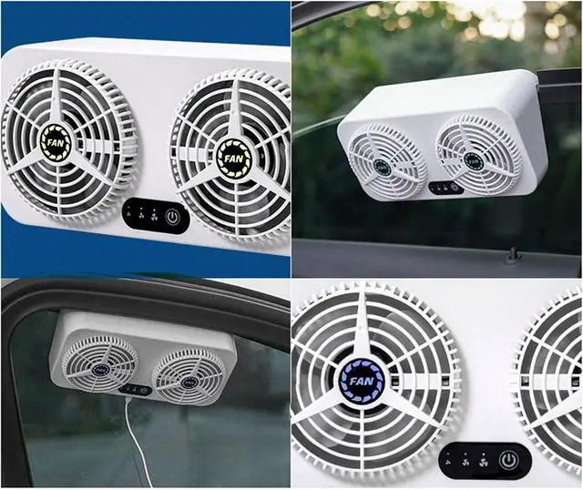 Alt view image 4 of 7 - 2X USB Car Cooling Tool Car Exhaust Fan Vehicle Air Circulation Smoke Exhaust Fan Car Ventilation Fan for Car Home