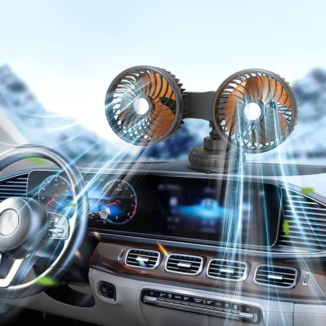 Alt view image 5 of 7 - Vehicle Mounted USB Fan Car Head Adjustable Cooler Fan Auto Suction Cup Cooling Fan For Dashboard Home Office