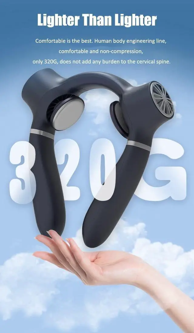 Alt view image 3 of 5 - Portable ultimate bladeless neck fan, rechargeable personal fan suitable for neck, wearable fan suitable for outdoor, home, office, with metal neck support