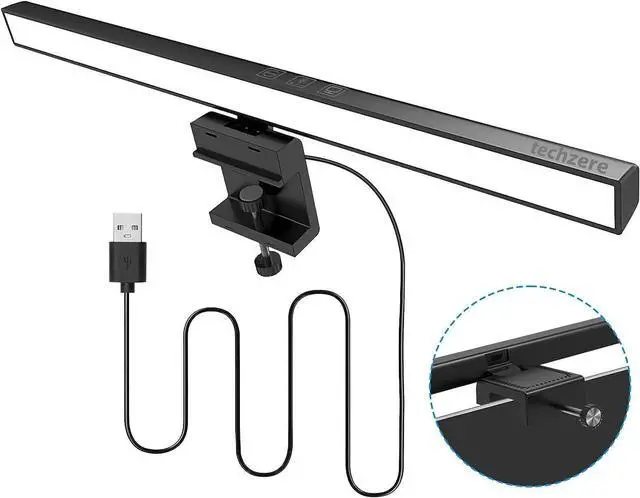 Alt view image 2 of 7 - 13-Inch Laptop Monitor Screen Light Bar with Smart Touch Sensor USB Powered 5W LED E-Reading Lamp Stepless Dimming 60-Min Timer No Screen Glare Eye Health Care Black
