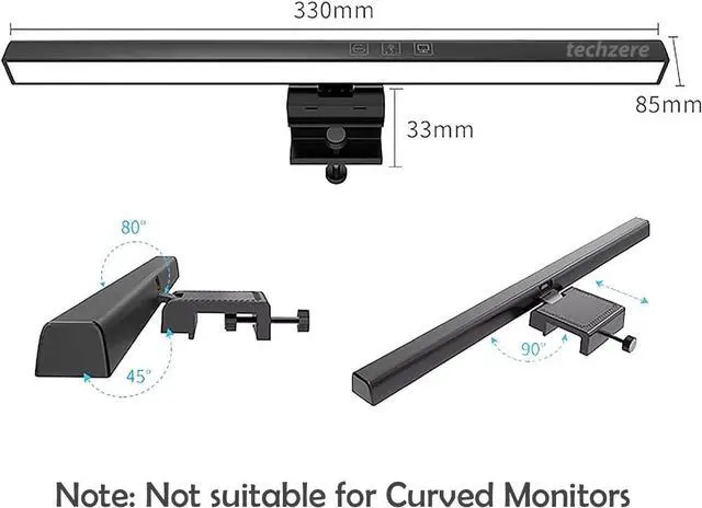 Alt view image 5 of 7 - 13-Inch Laptop Monitor Screen Light Bar with Smart Touch Sensor USB Powered 5W LED E-Reading Lamp Stepless Dimming 60-Min Timer No Screen Glare Eye Health Care Black