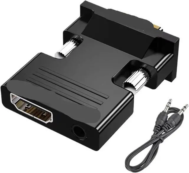 Alt view image 2 of 3 - HDMI-Compatible Female to V/GA Male Converter Adapter with 3.5mm Cord for P;S/4 M>oni>tor Projector PC Laptops 1080P HD to