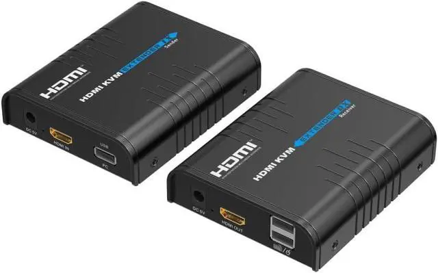 Alt view image 2 of 7 - LKV373KVM-V5.0 HDMI KVM Extender 120m Over IP Touch Screen Control Support one-to-one or one-to-Many 1920x1200@60Hz Transmitter Receiver for USB Keyboard Mouse