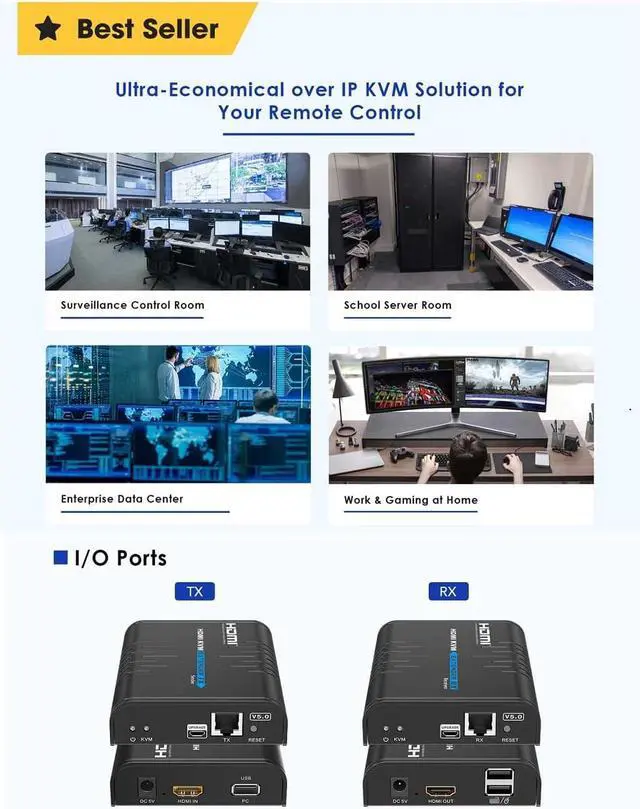 Alt view image 6 of 7 - LKV373KVM-V5.0 HDMI KVM Extender 120m Over IP Touch Screen Control Support one-to-one or one-to-Many 1920x1200@60Hz Transmitter Receiver for USB Keyboard Mouse