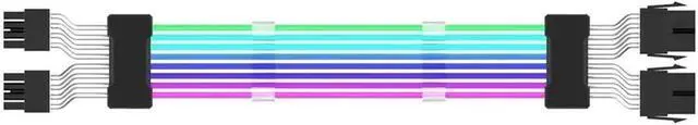 Main image of PSU Power Supply Extension Cable 24 Pin Motherboard Extension Cable Graphics Card 8-Pin 6+2Pin RGB Glow(2X8pin Black)