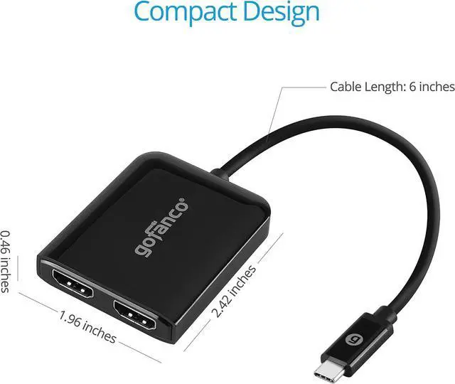 Alt view image 7 of 7 - gofanco 4K 60Hz USB-C to Dual HDMI Adapter Extend dual monitors, USB-C MST Hub, USB Type-C Multi-Monitor, for Windows, Thunderbolt 3/4 Compatible (DP Alternate Mode), Not for macOS (USBCMST2HD-4K60)