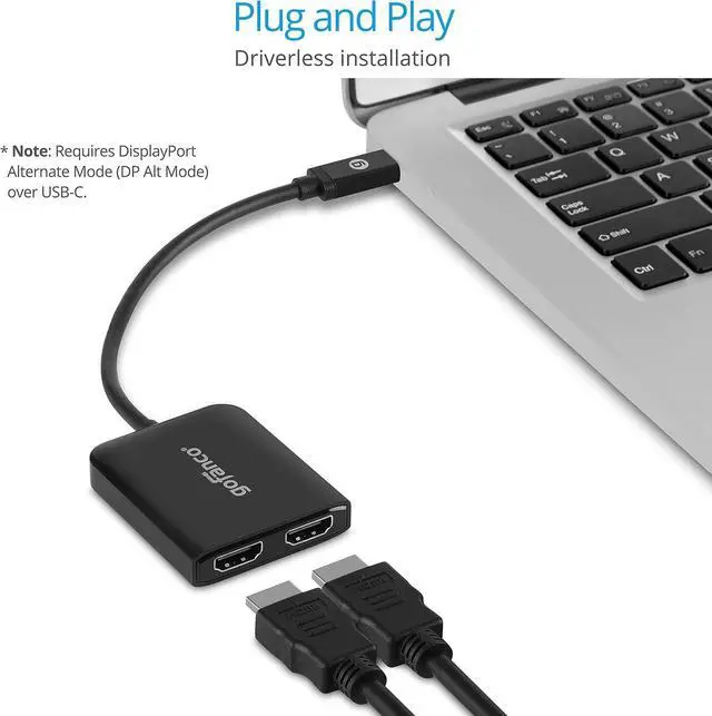 Alt view image 6 of 7 - gofanco 4K 60Hz USB-C to Dual HDMI Adapter Extend dual monitors, USB-C MST Hub, USB Type-C Multi-Monitor, for Windows, Thunderbolt 3/4 Compatible (DP Alternate Mode), Not for macOS (USBCMST2HD-4K60)