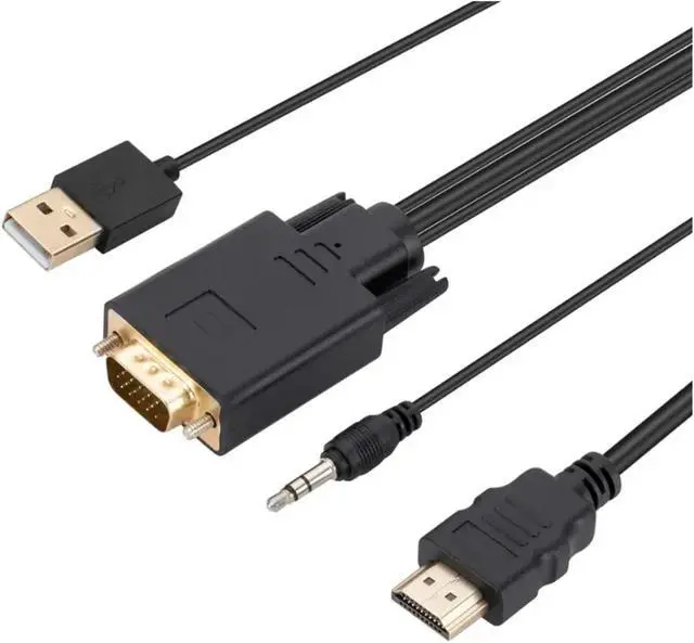 Alt view image 3 of 4 - 1.8m V/GA to HDMI-Compatible Adapter HD 1080P to Male to HDMI with USB Power Supply