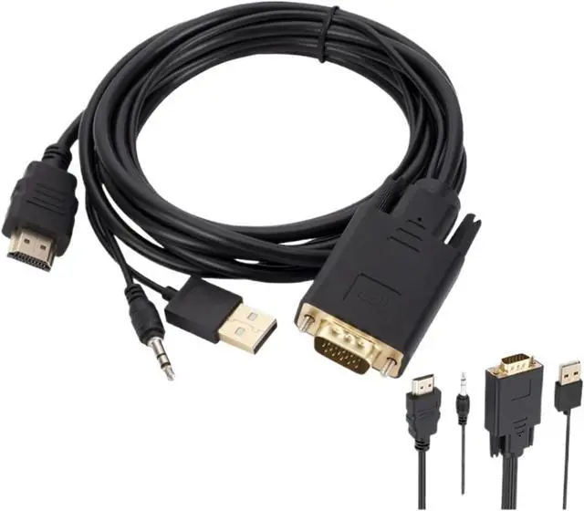 Alt view image 2 of 4 - 1.8m V/GA to HDMI-Compatible Adapter HD 1080P to Male to HDMI with USB Power Supply