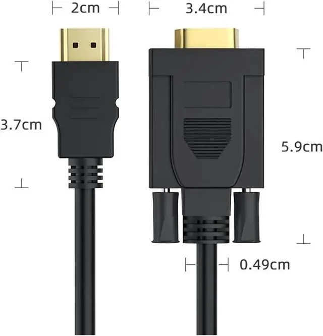 Alt view image 2 of 3 - 1080P HDMI to V/GA Adapter Cord - 1.8M FHD for Desktop PC TV M>oni>tor Projector