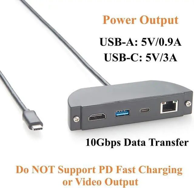 Alt view image 4 of 7 - Screw Panel Mount USB C Hub, 4-in-1 Multiport Adapter with 4K@60Hz HDMI, Gigabit Ethernet, 10Gbps USB-C & USB-A Data Ports, for Control Cabinet, Enclosure, Windows, macOS, Linux (1.5M)