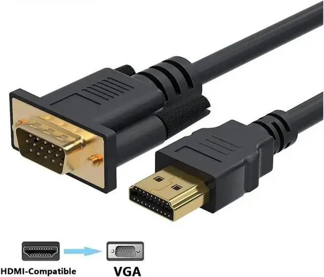 Alt view image 3 of 3 - 1080P HDMI to V/GA Adapter Cord - 1.8M FHD for Desktop PC TV M>oni>tor Projector
