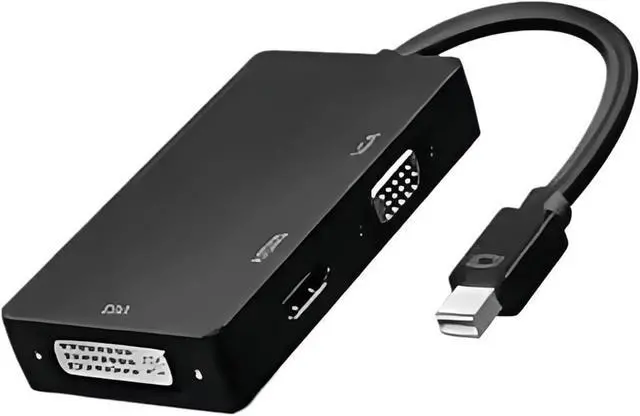 Alt view image 2 of 2 - 4K M1ni DisplayPort to HDMI/VGA/DVI Adapter - 3-in-1 to Multi-Port Converter for, PC, M>oni>tor(Black)