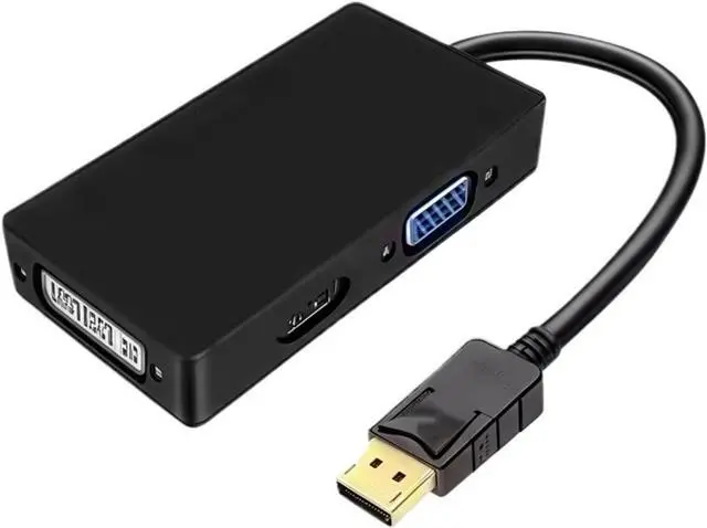 Main image of 4K M1ni DisplayPort to HDMI/VGA/DVI Adapter - 3-in-1 to Multi-Port Converter for, PC, M>oni>tor(Black)