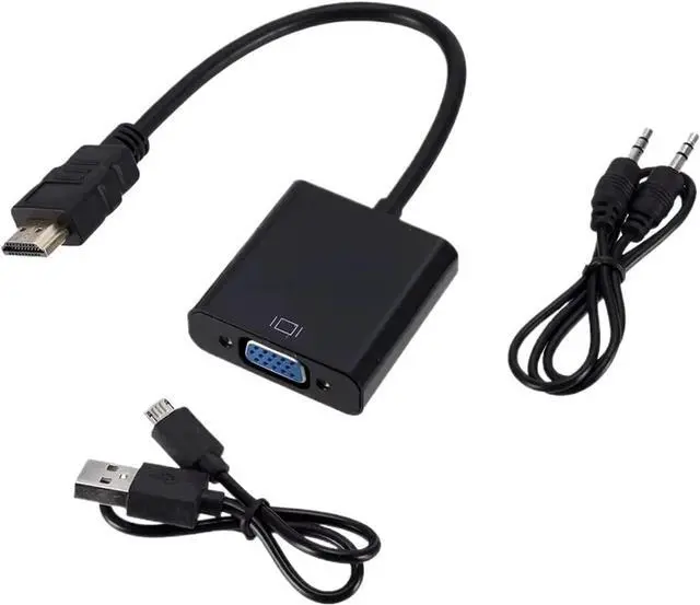 Main image of 1080P HDMI to V/GA Converter HDMI-Compatible Male to Female Adapter with 3.5mm Ja-ck Power Supply Cord for PC