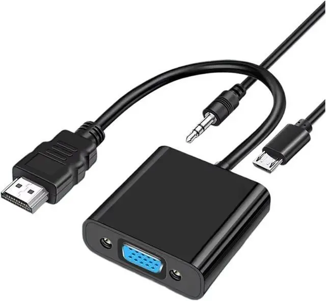 Alt view image 2 of 3 - 1080P HDMI to V/GA Converter HDMI-Compatible Male to Female Adapter with 3.5mm Ja-ck Power Supply Cord for PC
