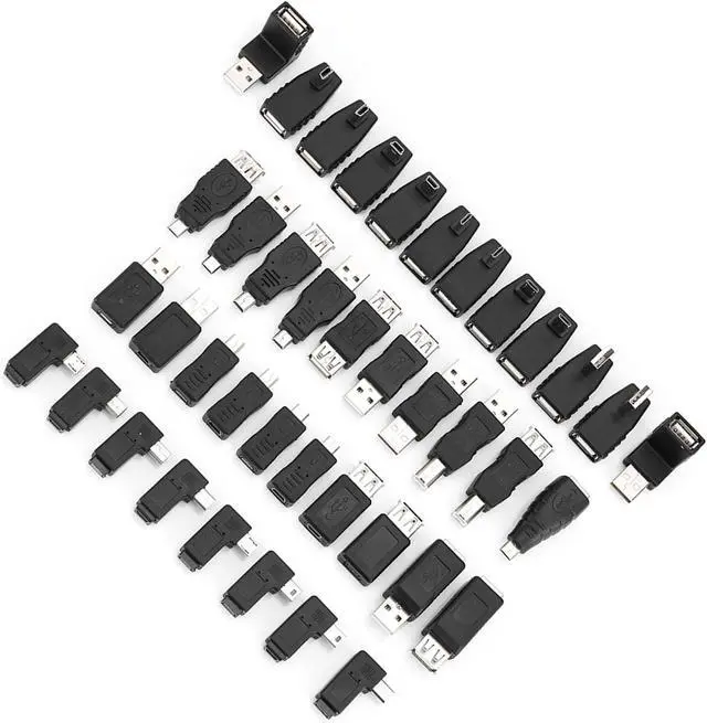 Alt view image 7 of 7 - 40 Pcs USB Adapter Kit, Mini Changers Adapter Converter Connectors USB Male to Female Micro USB