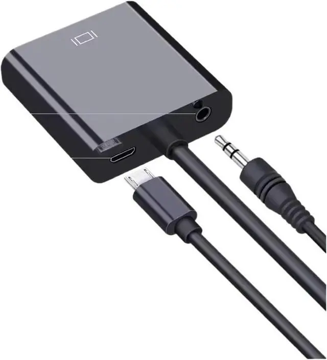Alt view image 3 of 3 - 1080P HDMI to V/GA Converter HDMI-Compatible Male to Female Adapter with 3.5mm Ja-ck Power Supply Cord for PC