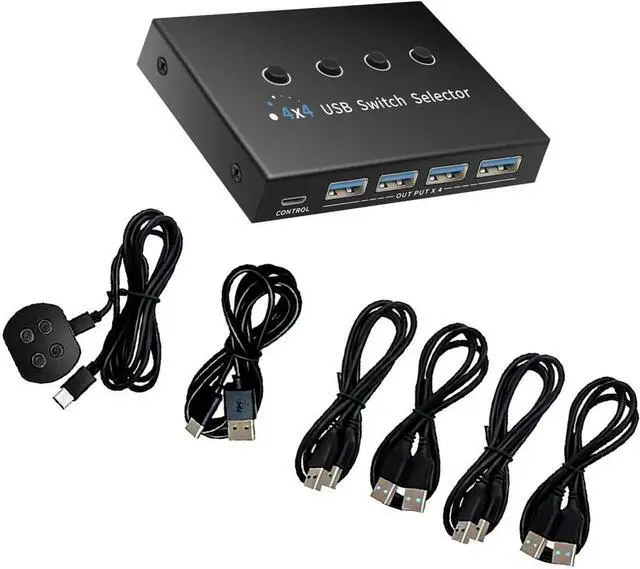 Alt view image 7 of 7 - 4 in 4 Out USB3.0 Switcher Allows Multiple Computers to Share Printers and Other USB Devices Alloy USB Hub Switcher Enables Multiple Computers to Share Printers Fast Transfer