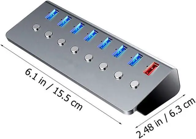 Alt view image 2 of 7 - SEWACC USB Hub with Separate Power Switches Charging Port LED Indicators Compact Portable USB Splitter Extender for Laptop Business Travel