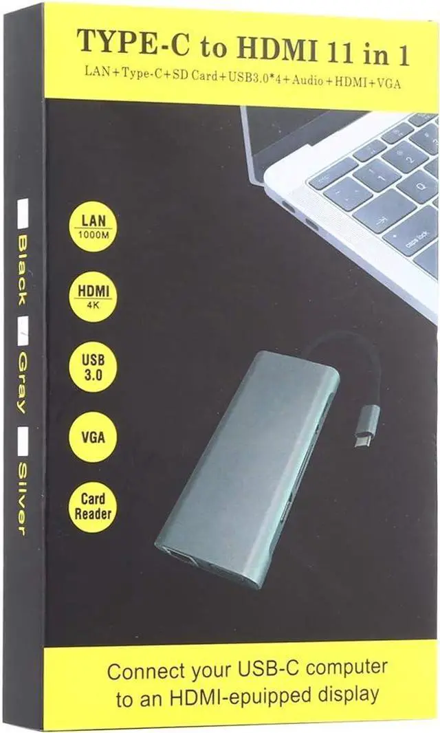 Alt view image 4 of 7 - Daguys 11 in 1 VGA + LAN Port + 4 x USB 3.0 + SD/TF Card + HDMI + Audio Port + USB-C/Type-C Female to USB-C/Type-C HUB Adapter