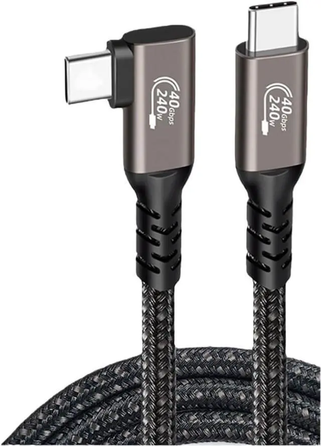 Alt view image 2 of 4 - Hannord USB4.0 3/4 Elbow 8K 60HZ USB C to TY>pe C Cable Bend 40Gbp PD 240W Fast for Pro(Grey Elbow,2M)