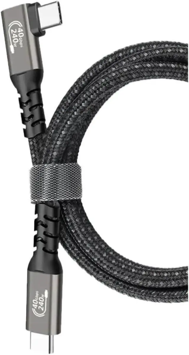 Alt view image 3 of 4 - Hannord USB4.0 3/4 Elbow 8K 60HZ USB C to TY>pe C Cable Bend 40Gbp PD 240W Fast for Pro(Grey Elbow,2M)