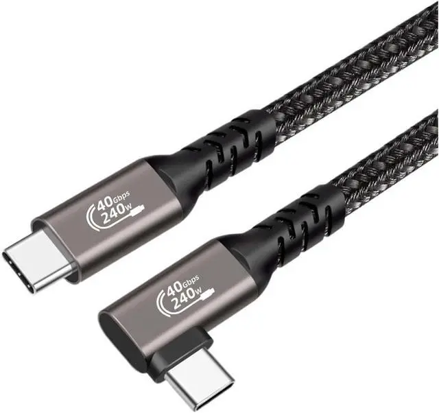 Alt view image 4 of 4 - Hannord USB4.0 3/4 Elbow 8K 60HZ USB C to TY>pe C Cable Bend 40Gbp PD 240W Fast for Pro(Grey Elbow,2M)
