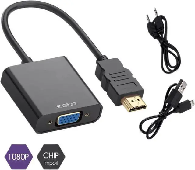 Alt view image 2 of 2 - for HDMI to V/GA Adapter Plated 1080P Full HD Male to Female HDTV HDMI-Compatible to Cord for Monitor/Projectors/Laptop(2Black)