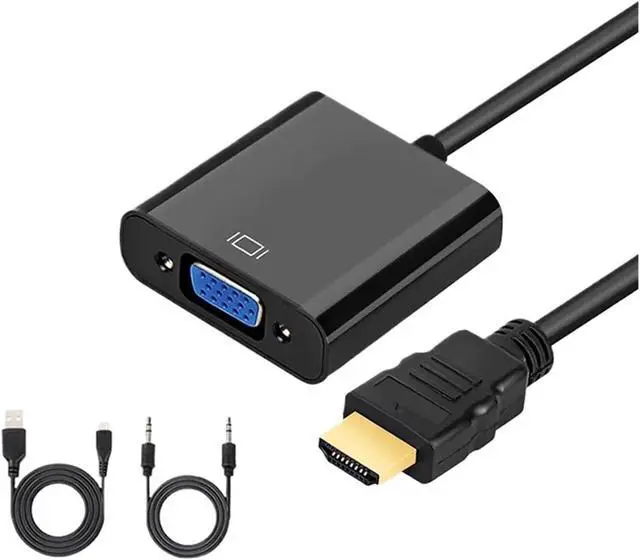 Alt view image 2 of 5 - HDMI-Compatible to V/GA Cord Converter with 3.5 Power Supply Adapter FHD 1080P for Tablet Desktop PC Projector TV(Black with Audio)