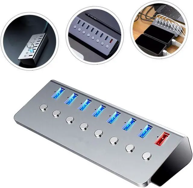 Alt view image 3 of 7 - Port USB Hub Splitter with Charging Port USB Divider Extender for Laptops and Computers with Independent Switch for Business Travel and Daily Use